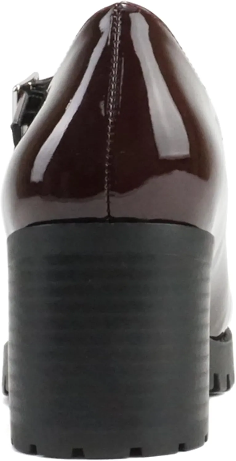 Soda Boxer ~ Women Mary Jane Round Toe Chunky Block Heel Lug Sole Pump with Adjustable Strap