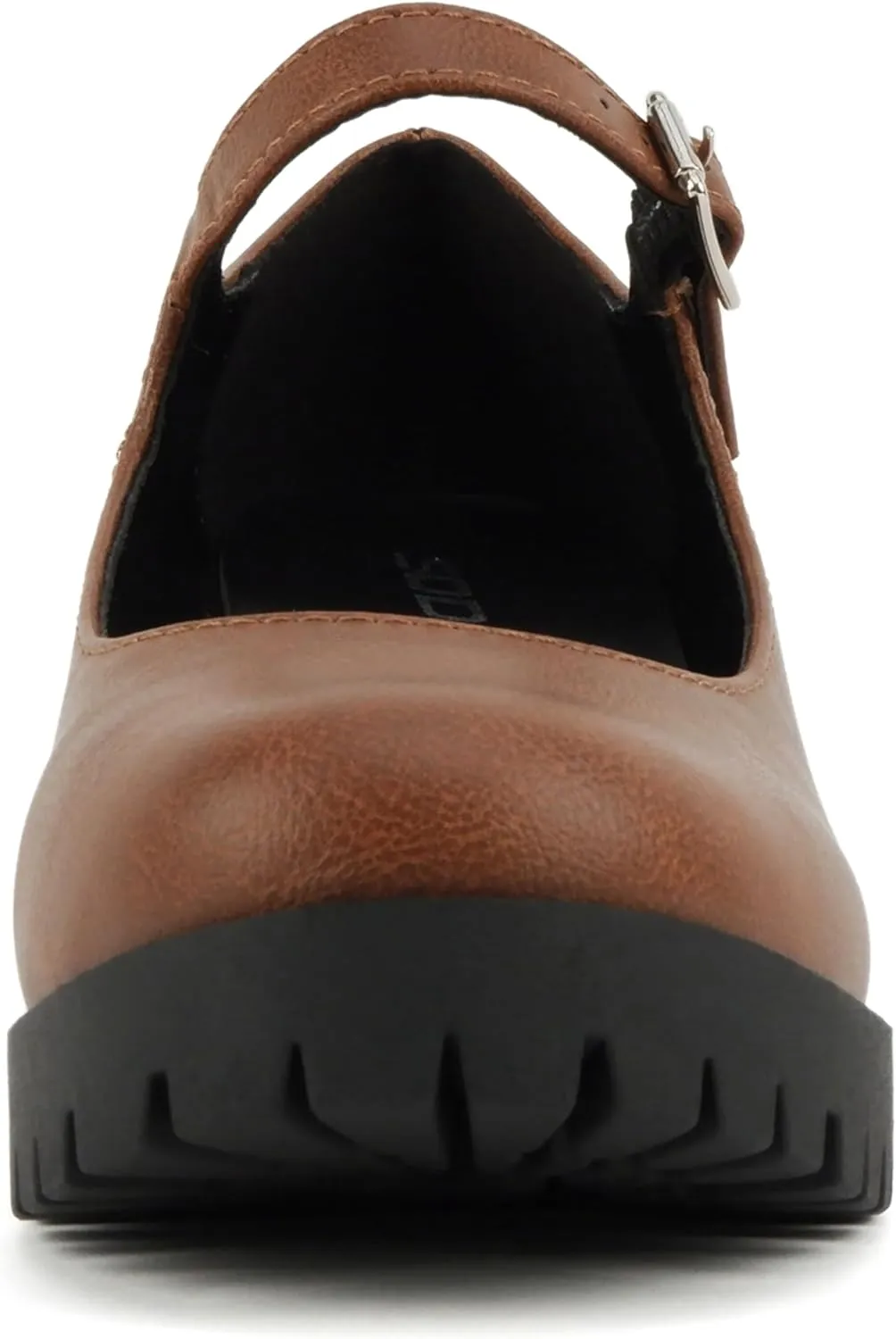 Soda Boxer ~ Women Mary Jane Round Toe Chunky Block Heel Lug Sole Pump with Adjustable Strap