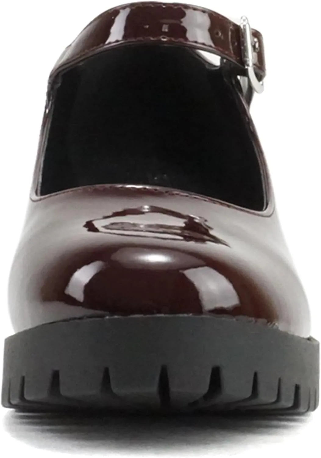 Soda Boxer ~ Women Mary Jane Round Toe Chunky Block Heel Lug Sole Pump with Adjustable Strap