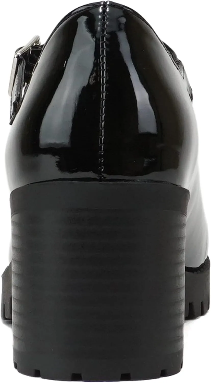 Soda Boxer ~ Women Mary Jane Round Toe Chunky Block Heel Lug Sole Pump with Adjustable Strap