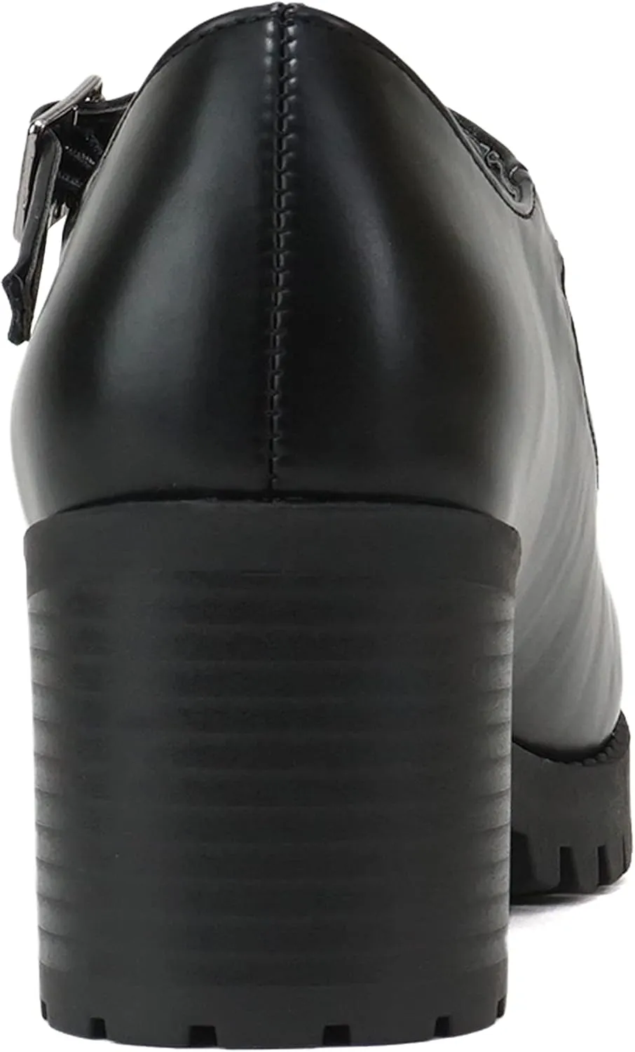 Soda Boxer ~ Women Mary Jane Round Toe Chunky Block Heel Lug Sole Pump with Adjustable Strap