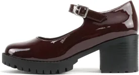 Soda Boxer ~ Women Mary Jane Round Toe Chunky Block Heel Lug Sole Pump with Adjustable Strap