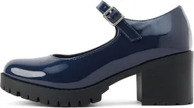 Soda Boxer ~ Women Mary Jane Round Toe Chunky Block Heel Lug Sole Pump with Adjustable Strap