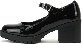 Soda Boxer ~ Women Mary Jane Round Toe Chunky Block Heel Lug Sole Pump with Adjustable Strap
