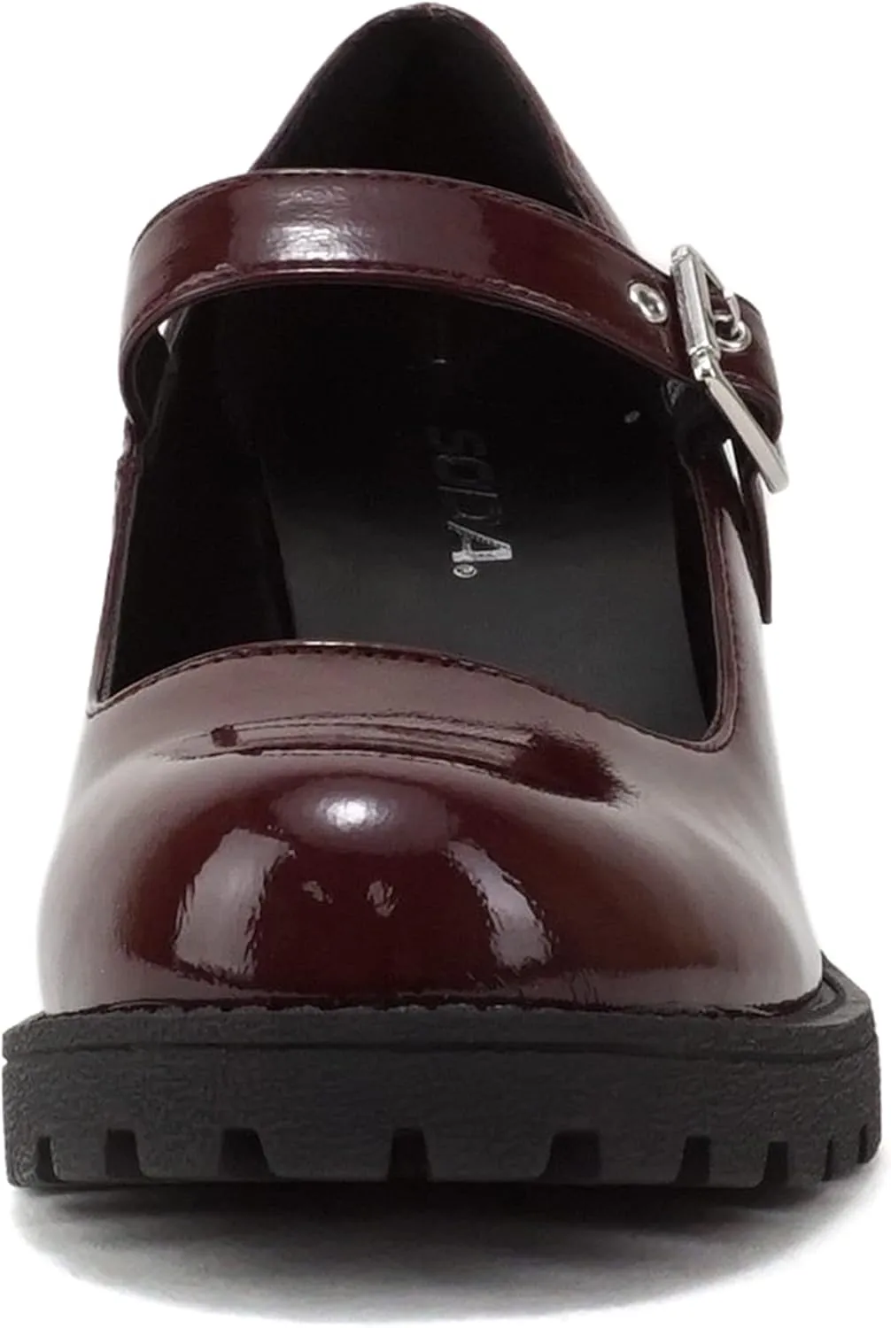 Soda Eviana ~ Women Mary Jane Round Toe Mid Chunky Block Heel Lug Sole Pump with Adjustable Strap