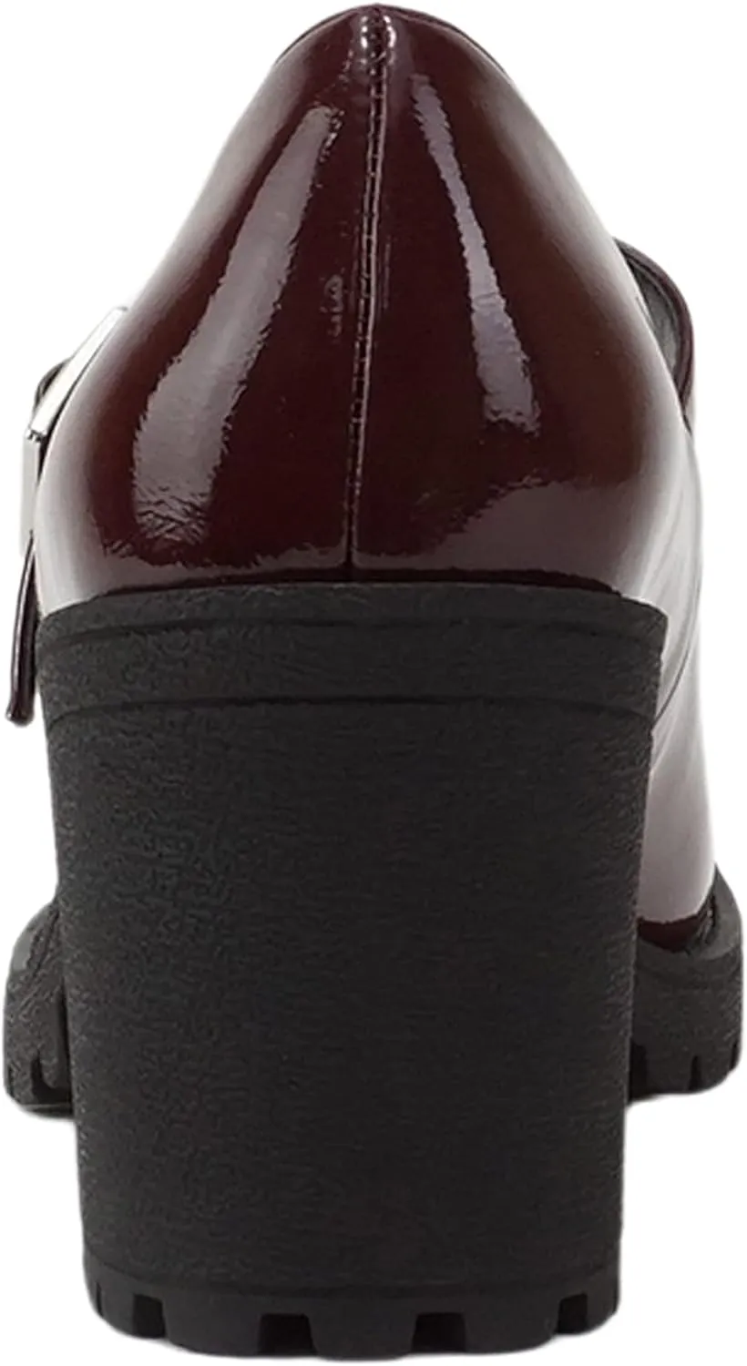 Soda Eviana ~ Women Mary Jane Round Toe Mid Chunky Block Heel Lug Sole Pump with Adjustable Strap