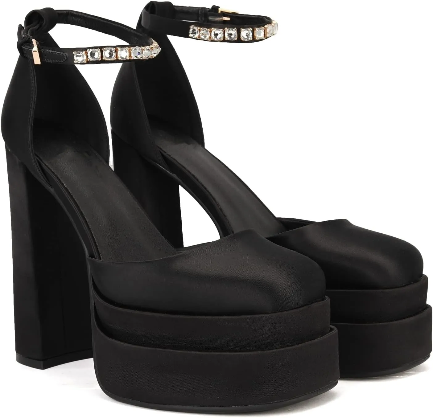 THESHY Womens Platform Chunky High Block Heels Ankle Strap Buckles Wedge Dress Pumps Fashion Shoes for Women