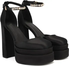 THESHY Womens Platform Chunky High Block Heels Ankle Strap Buckles Wedge Dress Pumps Fashion Shoes for Women
