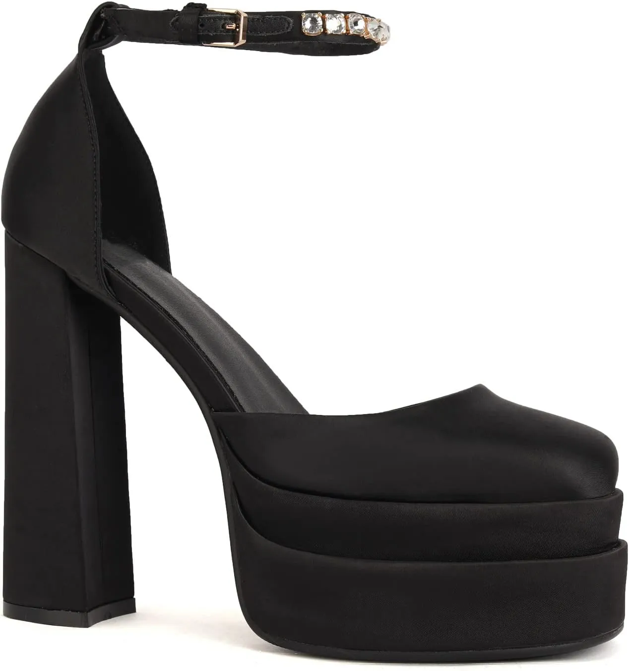 THESHY Womens Platform Chunky High Block Heels Ankle Strap Buckles Wedge Dress Pumps Fashion Shoes for Women