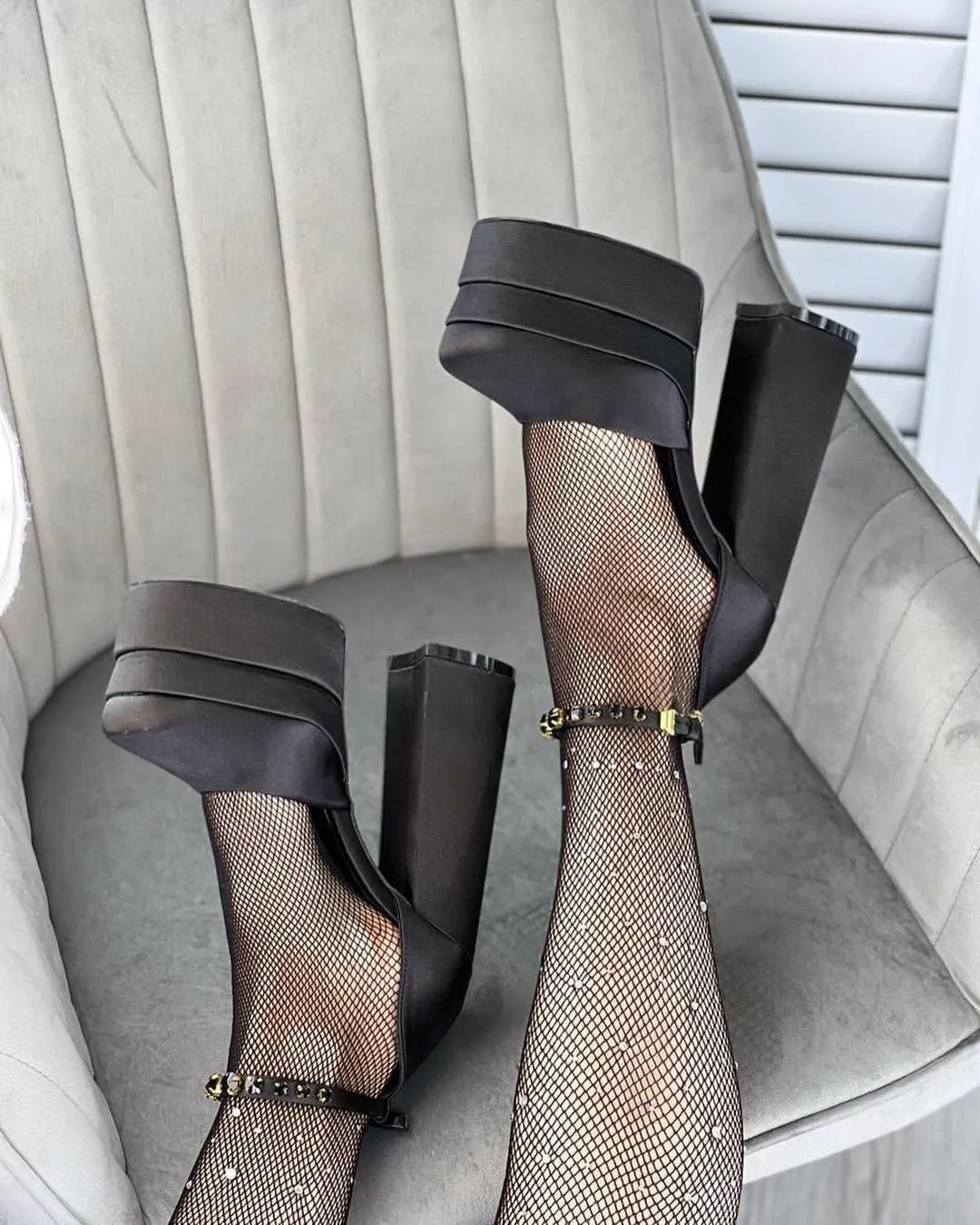 THESHY Womens Platform Chunky High Block Heels Ankle Strap Buckles Wedge Dress Pumps Fashion Shoes for Women