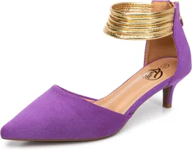 Trary Kitten Heels for Women Closed Pointed Toe Low Stiletto Heels Pumps Shoes Women Comfortable Ankle Strap Pumps 2" Heel Party Dressy Shoes