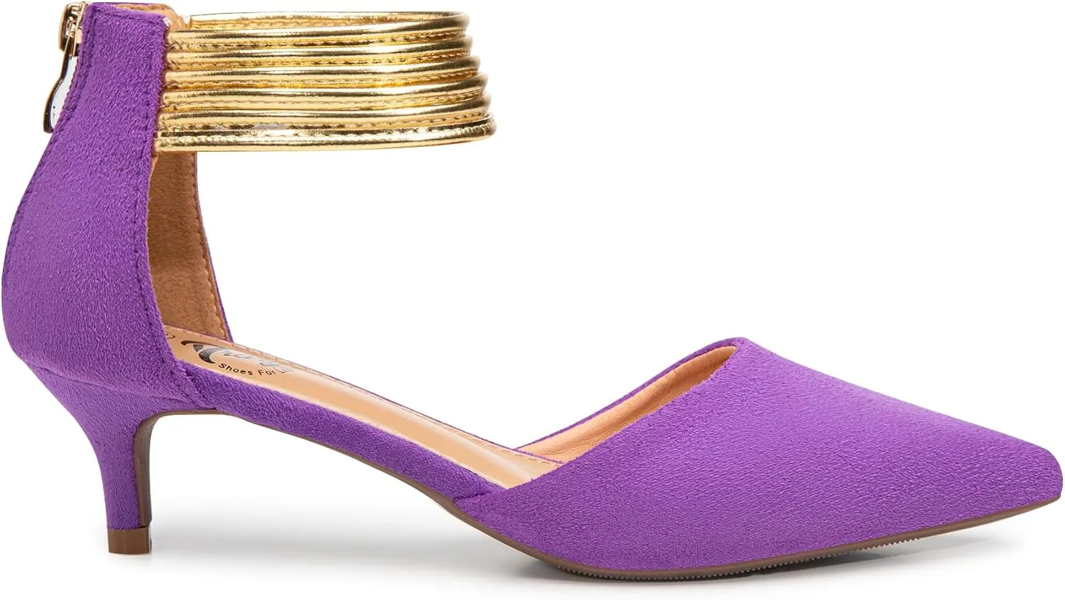 Trary Kitten Heels for Women Closed Pointed Toe Low Stiletto Heels Pumps Shoes Women Comfortable Ankle Strap Pumps 2" Heel Party Dressy Shoes