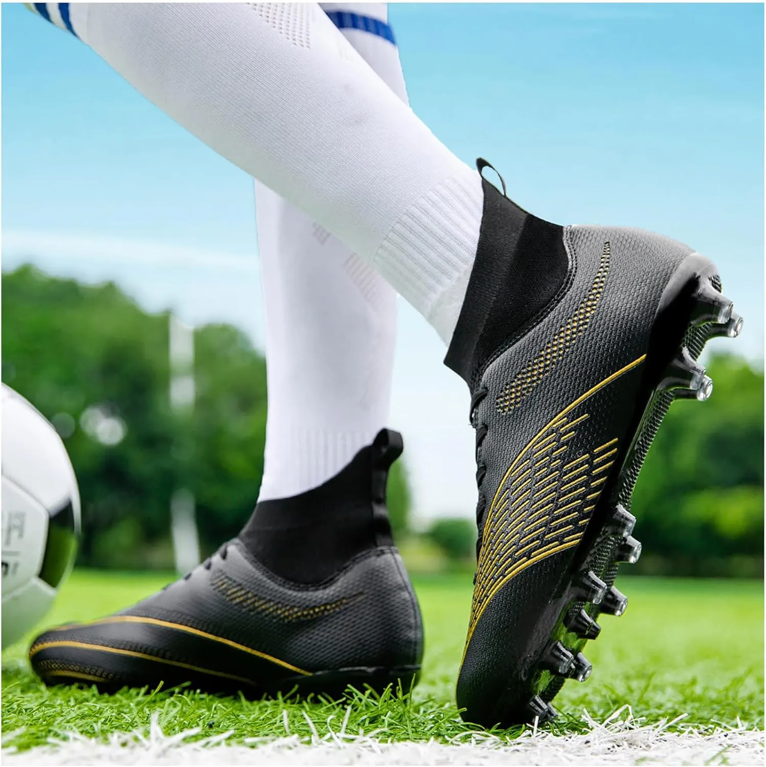 Unisex Soccer Shoes Turf Youth Football Boots Futsal Cleats Indoor Athletic TF Sneaker