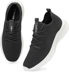 VAMJAM Men's Running Shoes Fashion Sneakers Lightweight Breathable Flying Knitting Lace Up Mesh Walking Shoes Workout Casual Sports Shoes