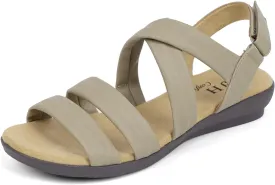 VJH confort Womens Flat Sandals, Soft Straps Slip-on Open Toe Light Weight Elastic Slingback Comfort Casual Walking Sandals