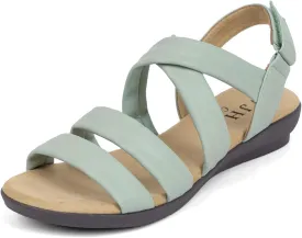 VJH confort Womens Flat Sandals, Soft Straps Slip-on Open Toe Light Weight Elastic Slingback Comfort Casual Walking Sandals