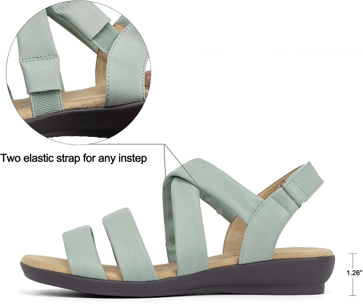 VJH confort Womens Flat Sandals, Soft Straps Slip-on Open Toe Light Weight Elastic Slingback Comfort Casual Walking Sandals