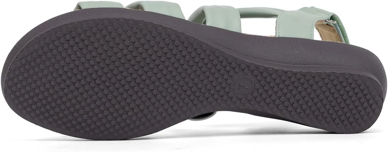 VJH confort Womens Flat Sandals, Soft Straps Slip-on Open Toe Light Weight Elastic Slingback Comfort Casual Walking Sandals