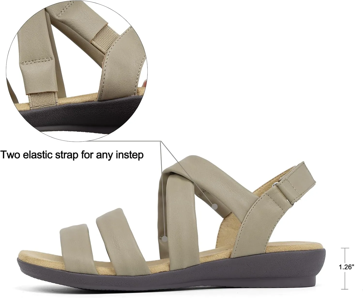 VJH confort Womens Flat Sandals, Soft Straps Slip-on Open Toe Light Weight Elastic Slingback Comfort Casual Walking Sandals
