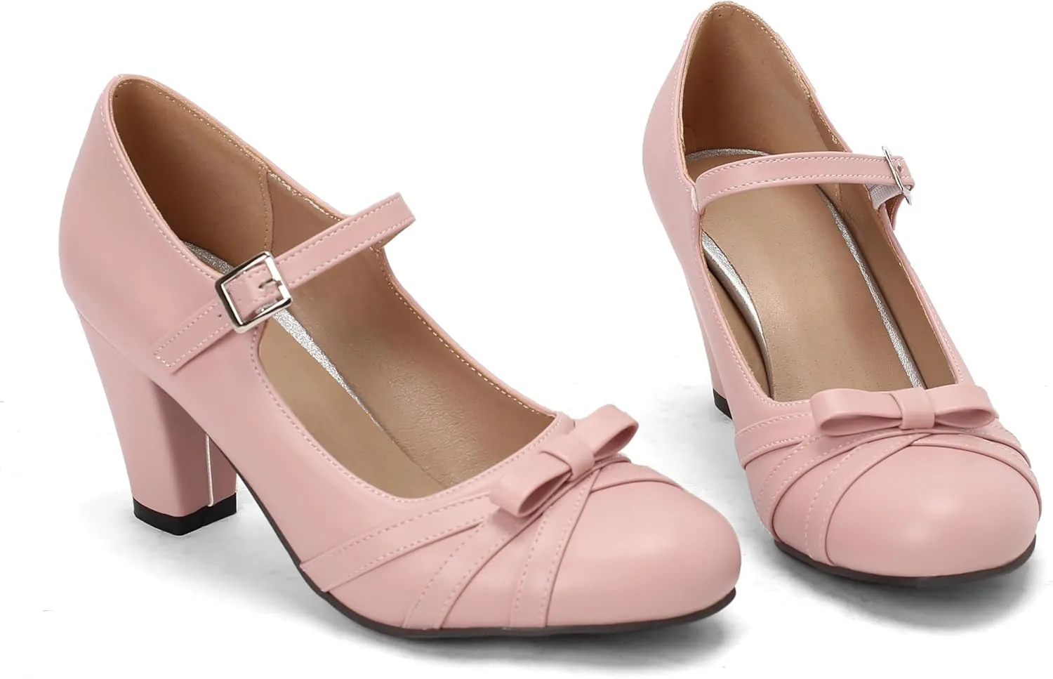 Womens Chic Bow Mary Jane Shoes Round Toe Chunky High Heels Kawaii Lolita Shoes Platform Pumps