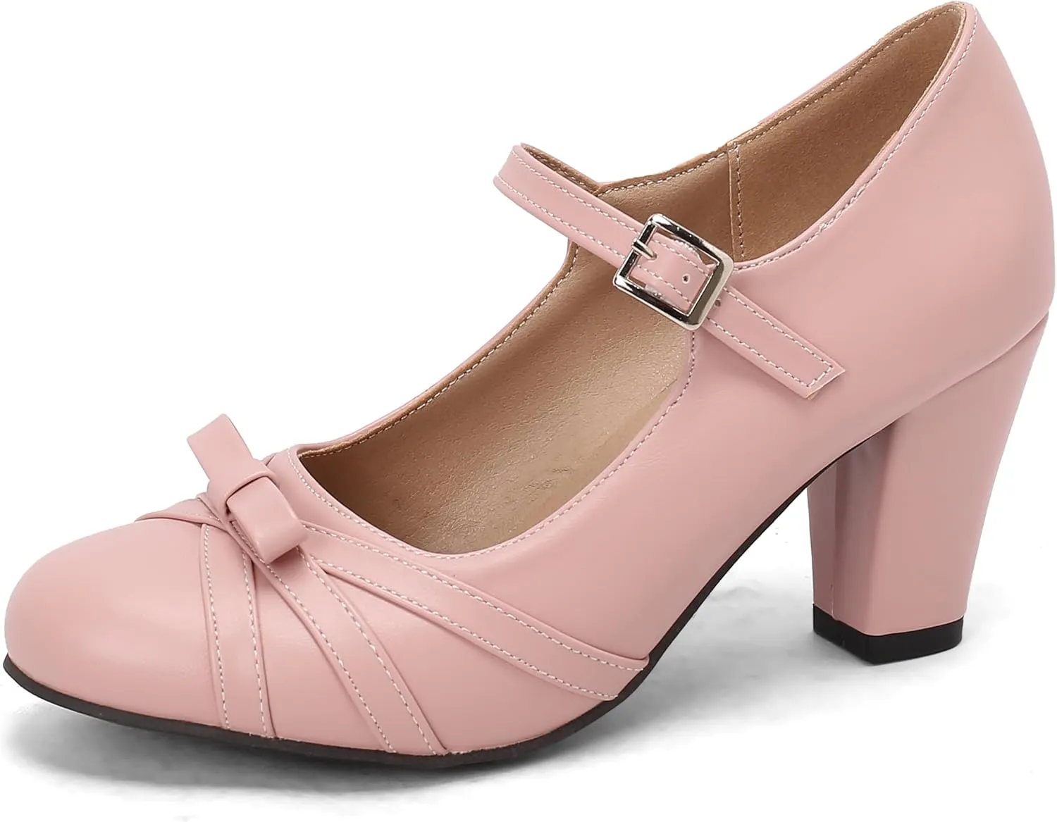 Womens Chic Bow Mary Jane Shoes Round Toe Chunky High Heels Kawaii Lolita Shoes Platform Pumps