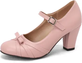 Womens Chic Bow Mary Jane Shoes Round Toe Chunky High Heels Kawaii Lolita Shoes Platform Pumps