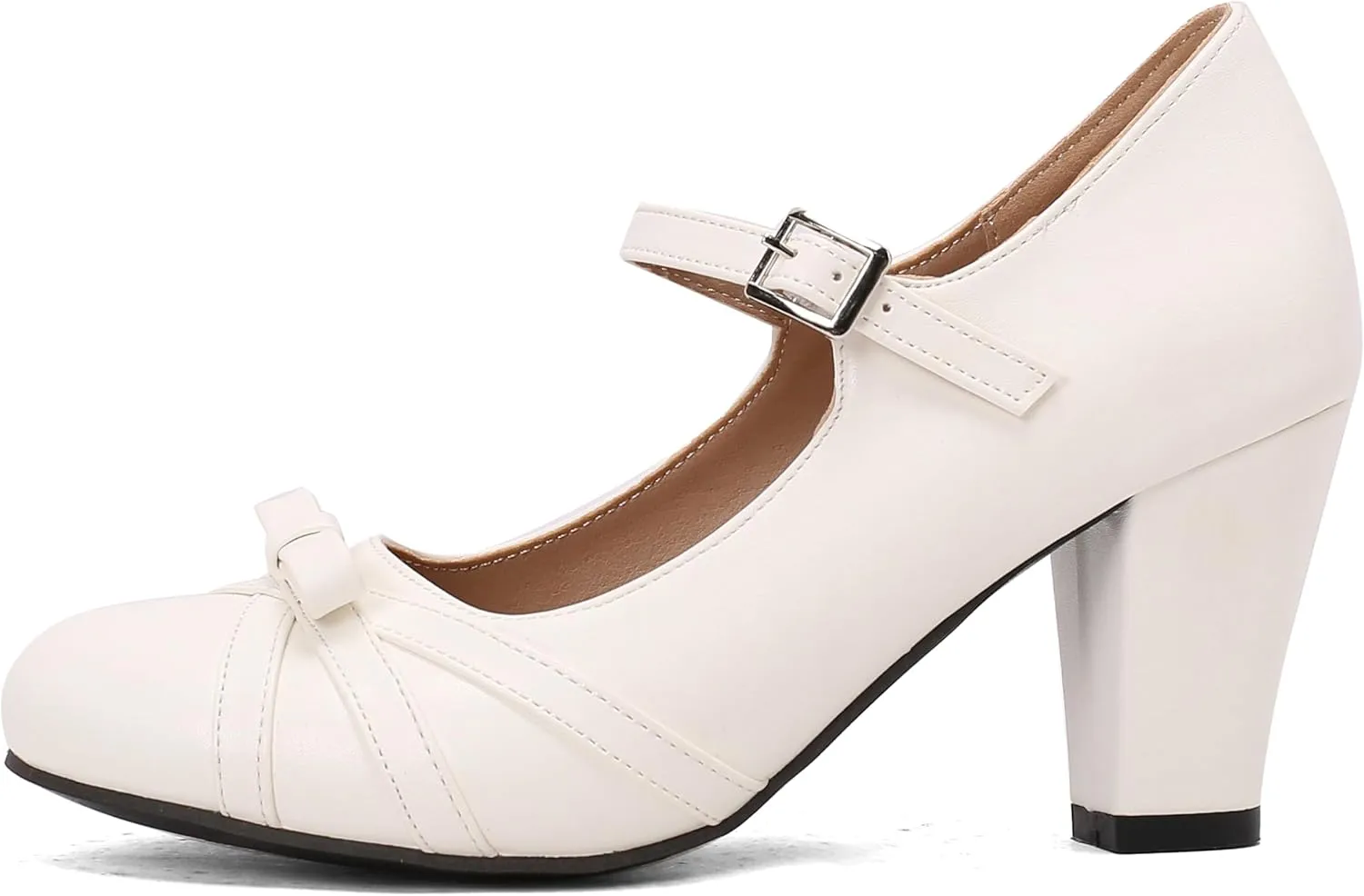 Womens Chic Bow Mary Jane Shoes Round Toe Chunky High Heels Kawaii Lolita Shoes Platform Pumps