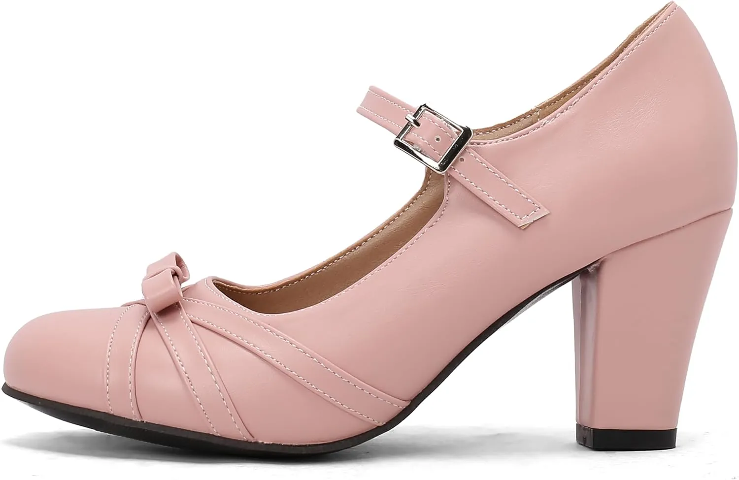 Womens Chic Bow Mary Jane Shoes Round Toe Chunky High Heels Kawaii Lolita Shoes Platform Pumps