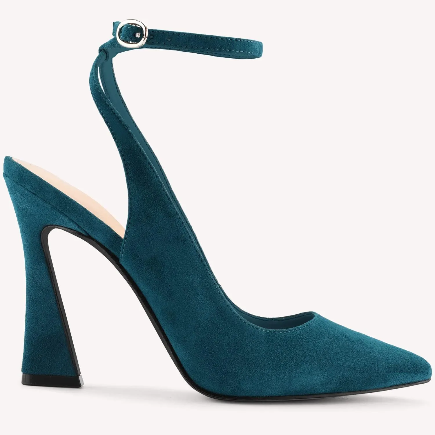 Womens Closed Toe Ankle Strap Heels Pointed Toe Pumps Shoes Slingback High Heel Wedding Dress Shoes
