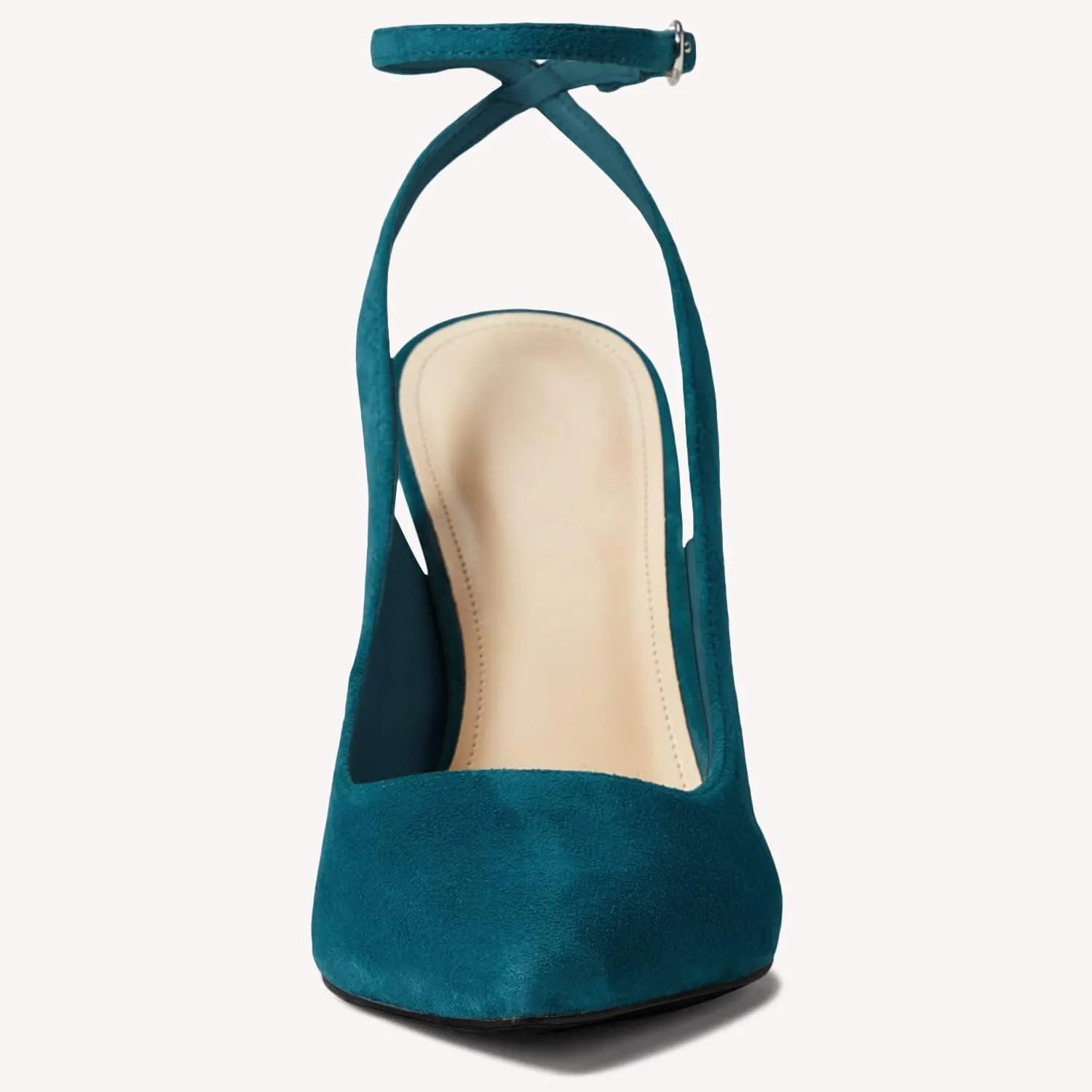 Womens Closed Toe Ankle Strap Heels Pointed Toe Pumps Shoes Slingback High Heel Wedding Dress Shoes