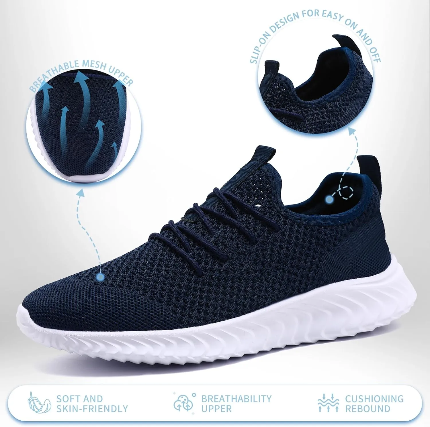 Women's Tennis Running Shoes Lightweight Slip On Walking Shoes Breathable Athletic Sport Gym Workout Jogging Fitness Sneaker